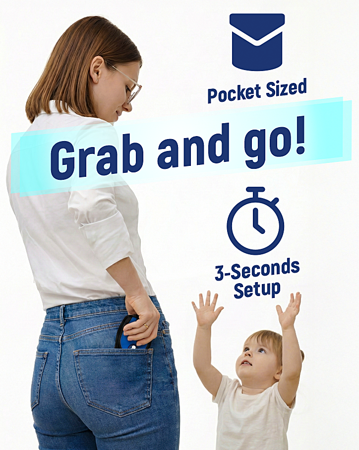 Kiddyzen Easy Handle folded and fitting inside a jeans pocket