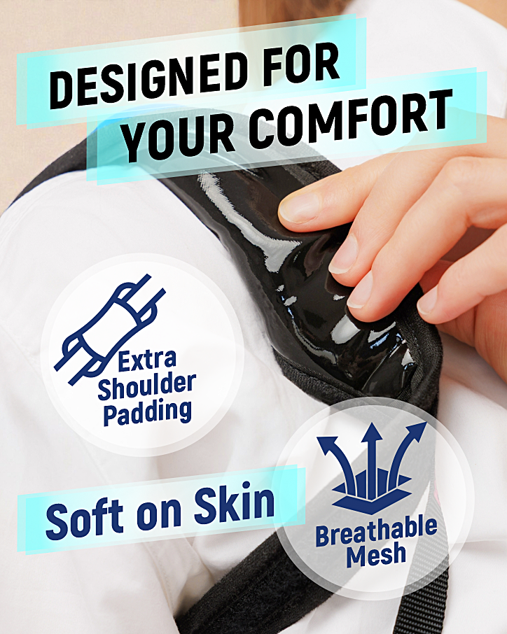 Close-up of Kiddyzen ergonomic shoulder pad with silicone grip